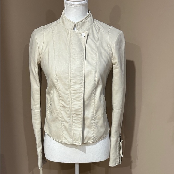 Free People Cream Vegan Leather Bomber Jacket - Picture 4 of 15